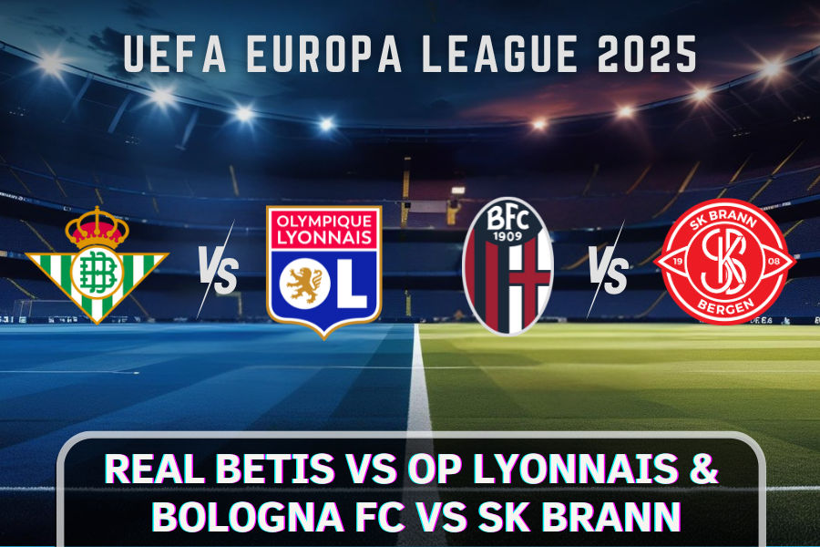 the official logos of op lyonnais and real bettis and bologna and sk brann